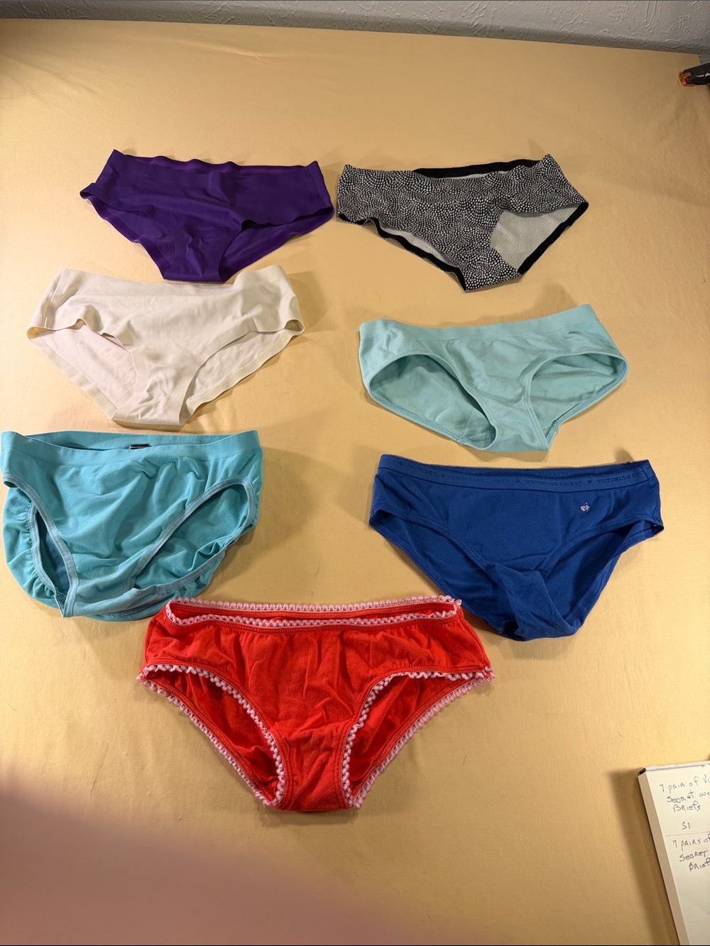 Seven pairs of Victoria’s Secret women’s briefs